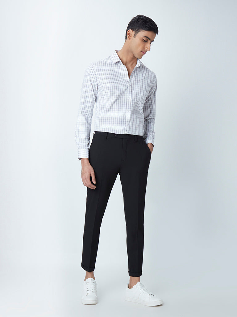 Shop WES Formals White Checkered Slim-Fit Shirt Online – Westside