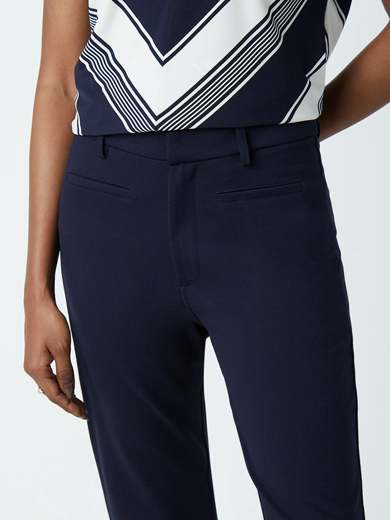 Formal Trouser Buy Women Blue Cotton Formal Trouser Online  Cliths