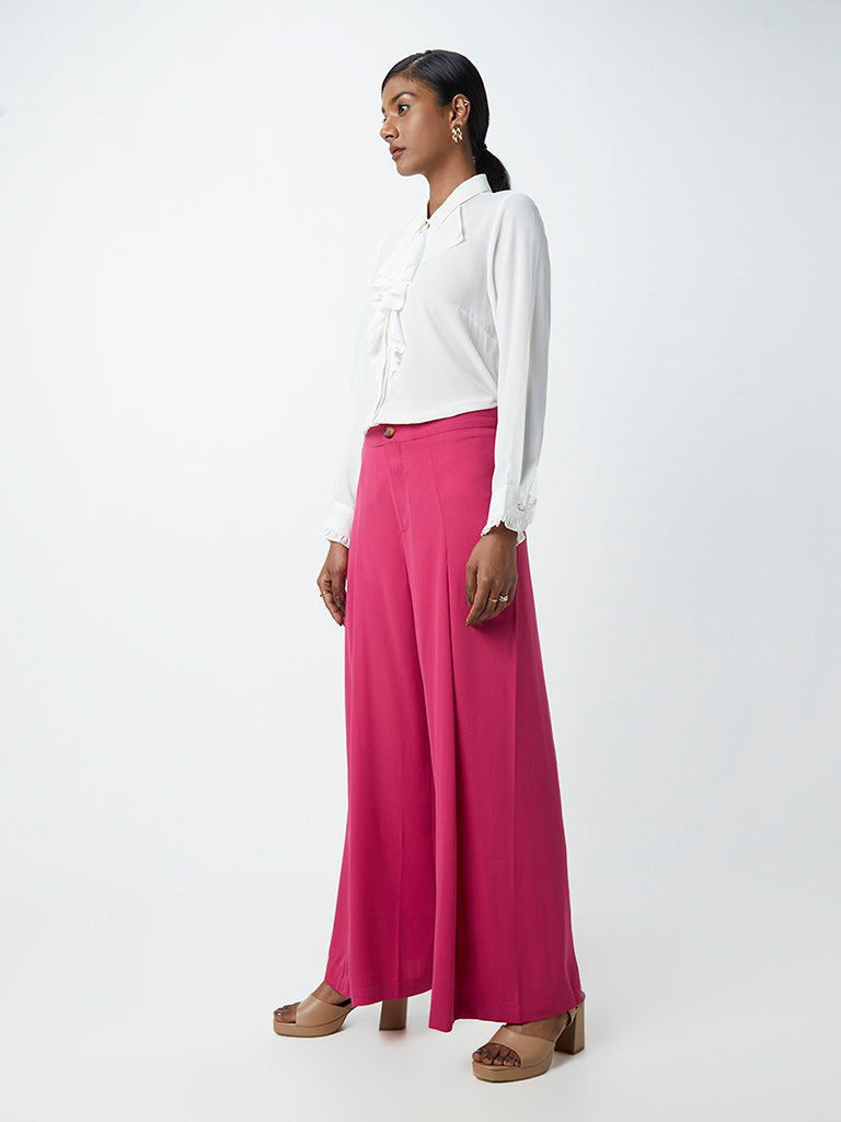 Plain Ladies high waist Trousers Model NameNumber Rfd Dusty Pink Trouser