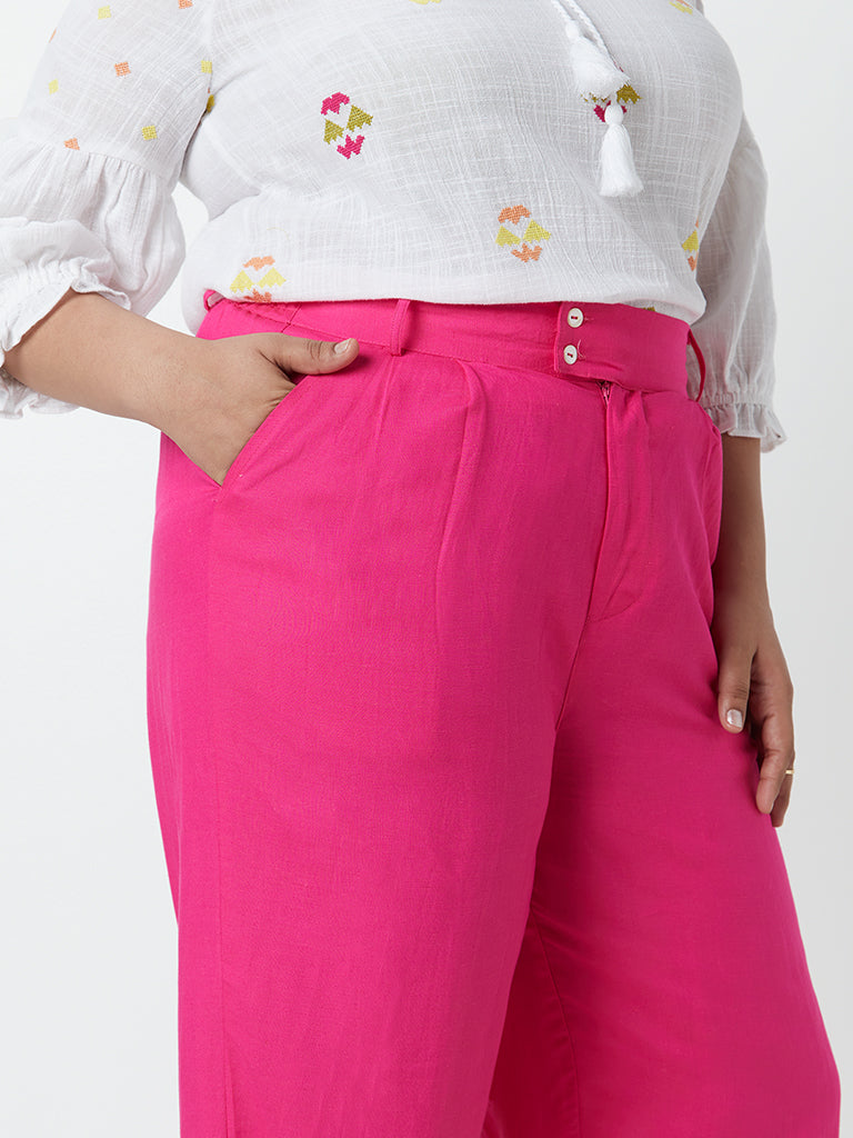 Cropped Stretch Trouser in Cerise Pink  Roman Originals UK