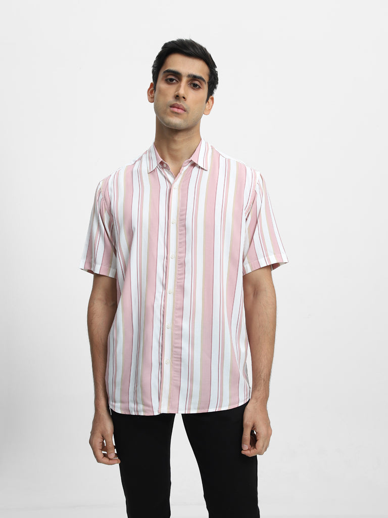 Shop Ascot Pink Casual Relaxed-Fit Shirt Online – Westside