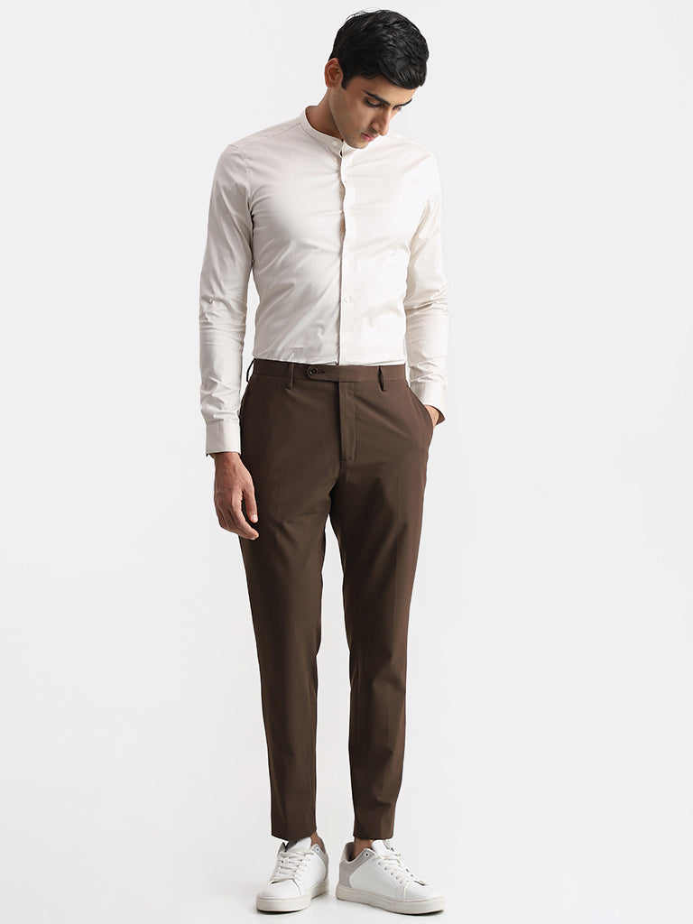Buy Van Heusen Brown Slim Fit Trousers for Mens Online  Tata CLiQ