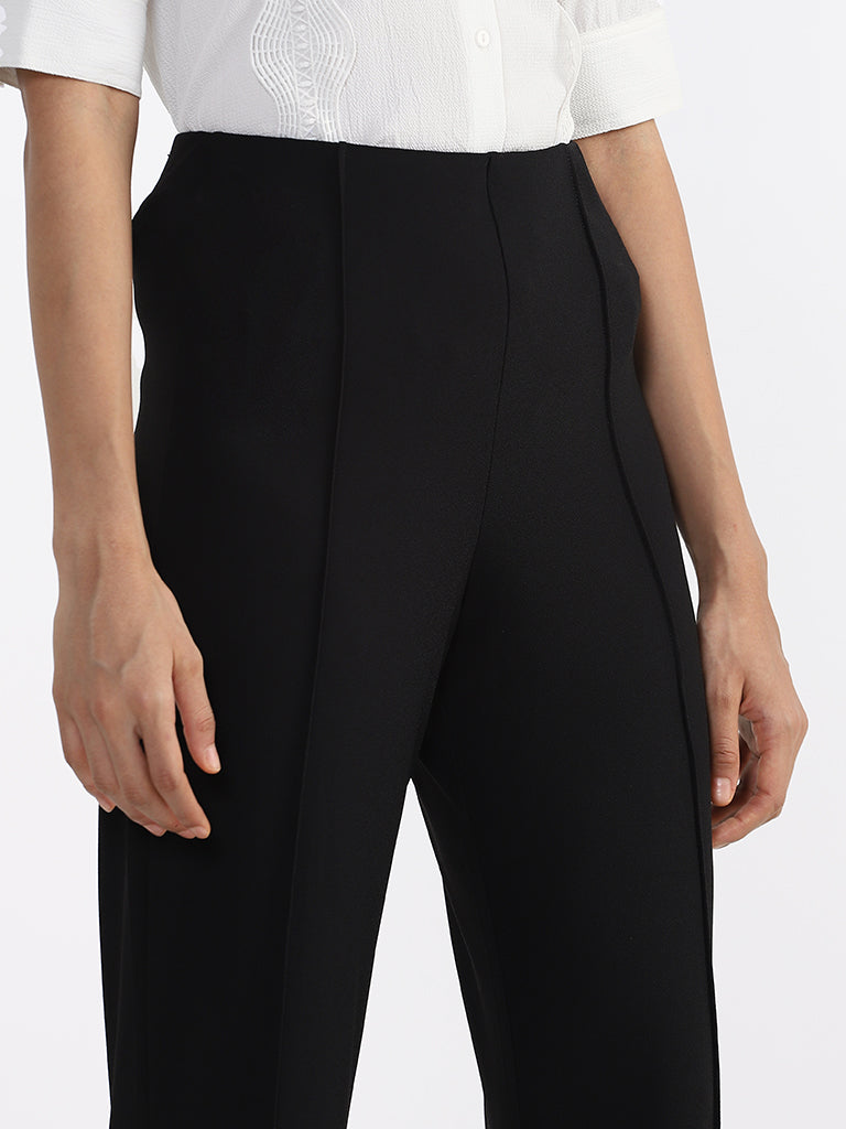 Women Solid Black Chinos Trousers