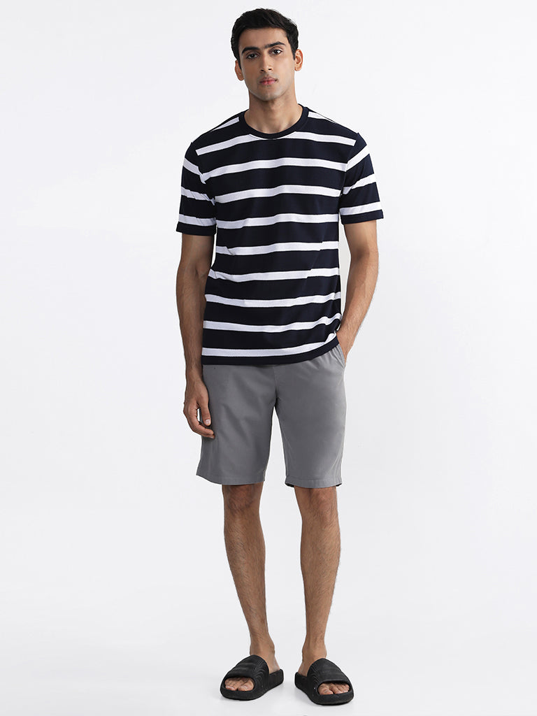 Shop Y&F Striped Sky Blue T-Shirt Online – Westside