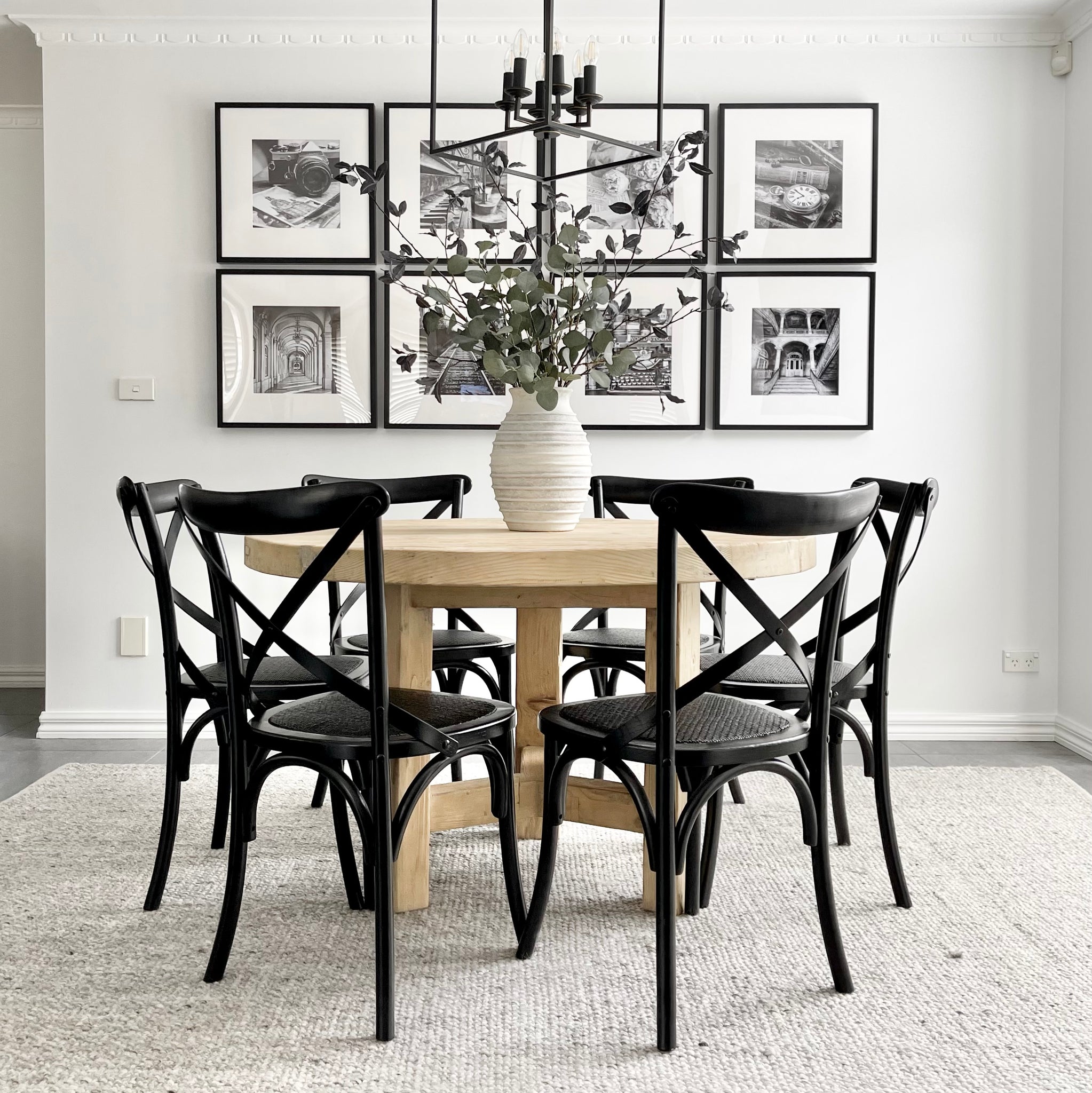 black round farmhouse dining table