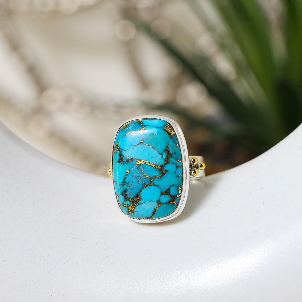 Sterling & Stitch Turquoise Statement Ring - Women's Jewelry in Burnished  Copper