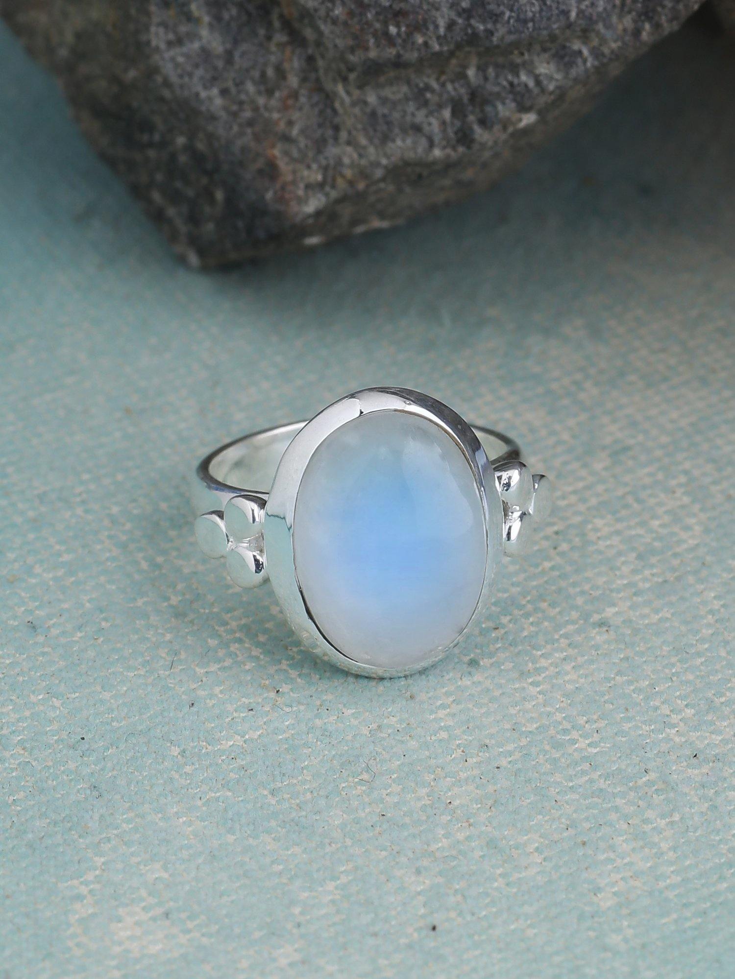 Rainbow Moonstone Jewelry 925 Silver Plated Spinner Ring US Size 9 R-5000