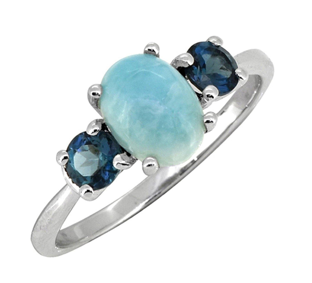 1.66 Ct. Larimar London Blue Topaz Solid 925 Sterling Silver Ring ...