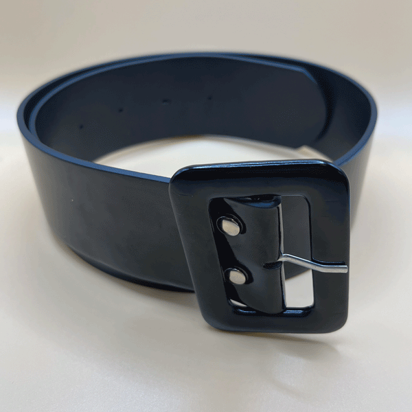 Two Inch Wide Patent Leather Belt Black - Tatyana Clothing