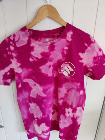 Pink bleach dye womens MTB tshirt - Shred Like a Girl
