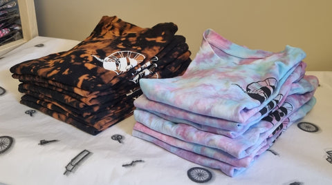 Tie dye and bleach dye tshirts - Shred Like a Girl