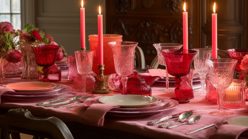 Chic French Dinner Party in a pink and red asthetic