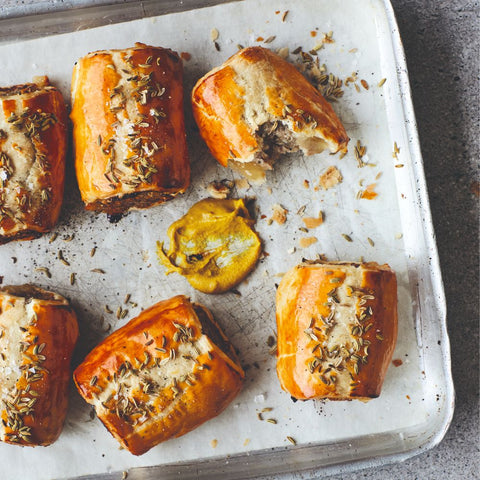 Freshly-baked Hog Roast Sausage Rolls at the I'll Bake book launch