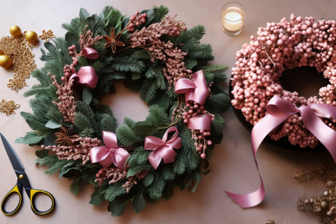 Christmas wreath making at Oh La La! Macarons