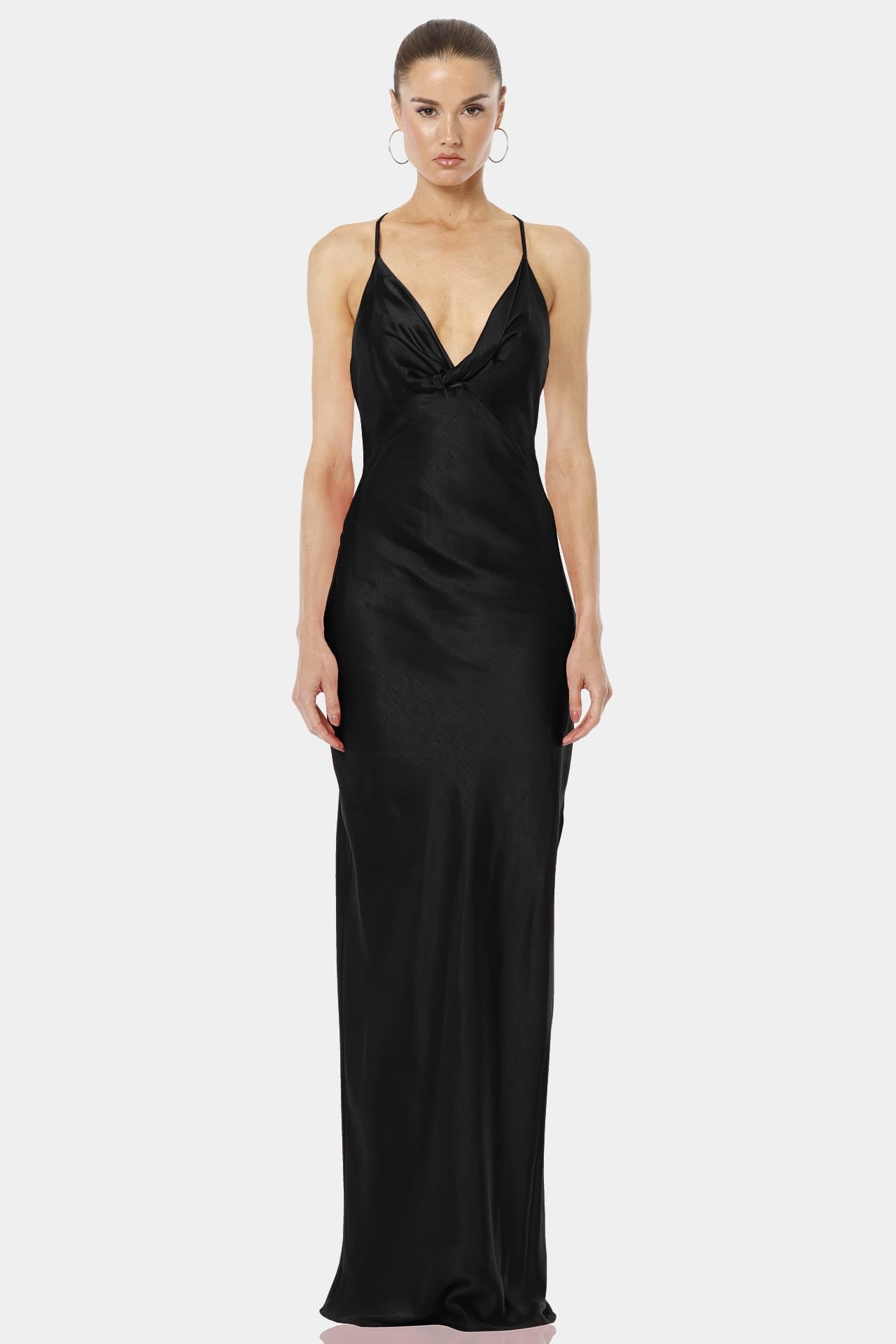 Aura Black Magic Long Cowl Neck Dress