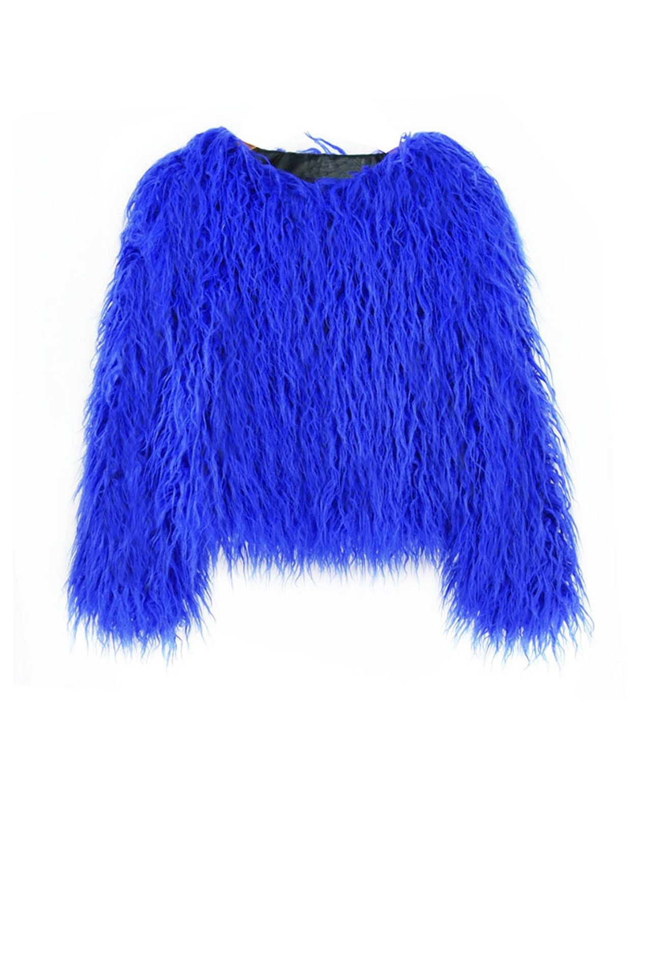 Faux Fur Jacket in Blue | Blue Faux Fur Coat | Vegan Jacket in Blue ...