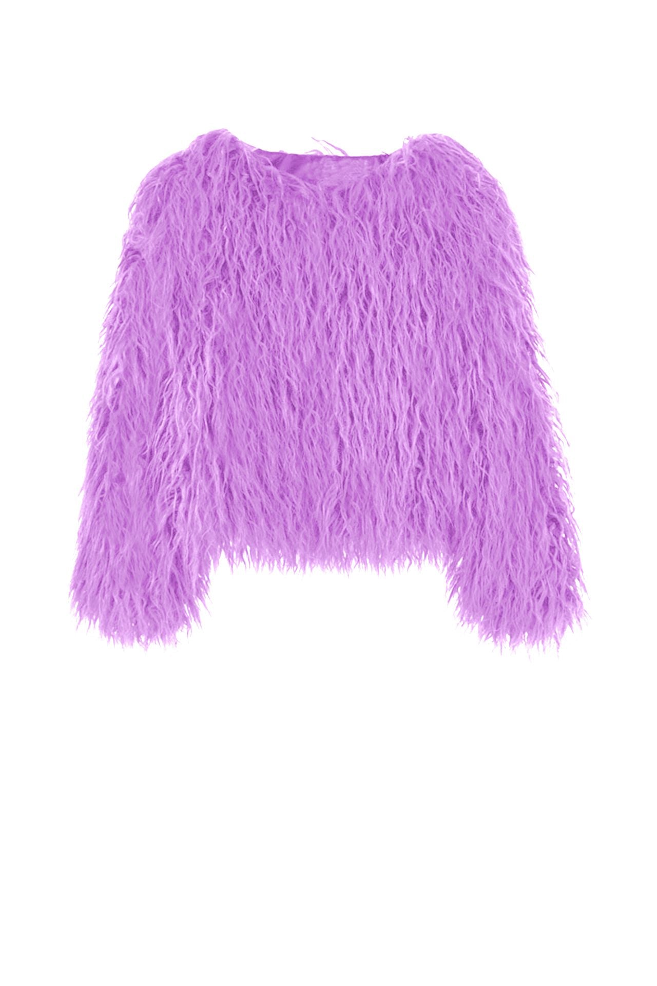 Designer Faux Fur Jacket | Digital Lavender Fur Jacket – Shahida Parides