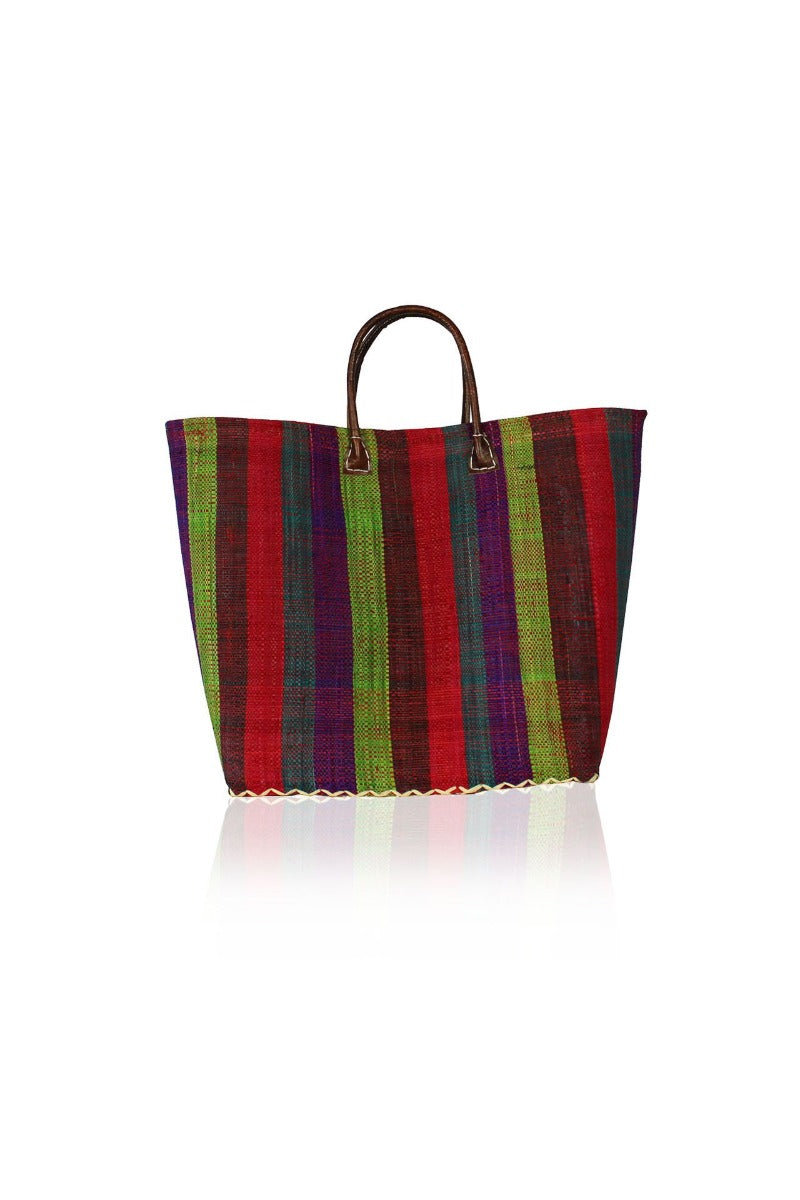 Linen Tote Bags Australia I Linen Bag in Rust Stripe I Pelli Bags