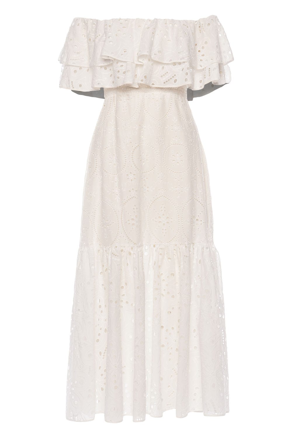 Isabella White Broderie Anglaise Midi Dress – Lola Dré