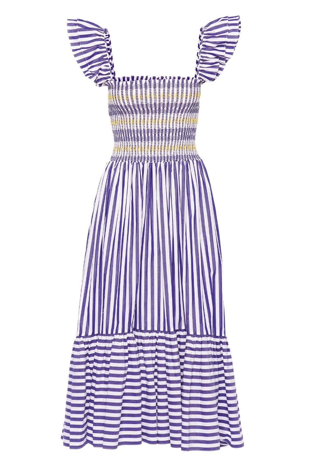 Ruby Navy Stripe Smocked Midi Dress – Lola Dré