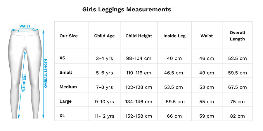 Girls Leggings Size Guide