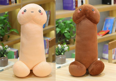 Two stuffed penises with a cute expression