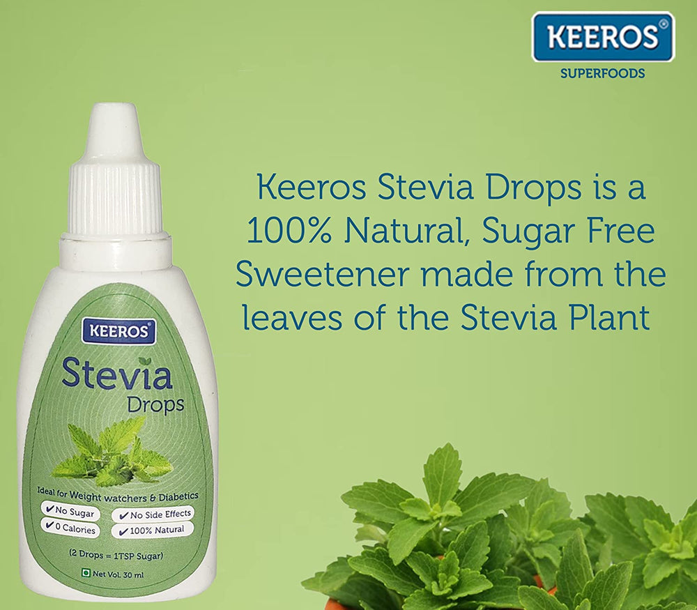 Keeros Stevia Drops Liquid Sweetener- 100% Extract of L – Keeros Super Foods