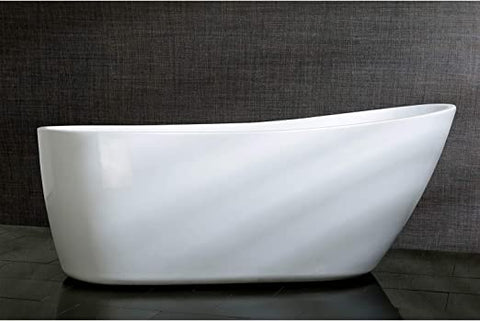 KINGSTON Aqua Eden 59-Inch Contemporary Freestanding Acrylic Bathtub in White