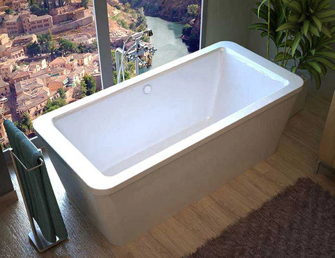 Venzi Aquilia 32 x 67 x 22 Rectangular Freestanding Soaker Bathtub with Center Drain By Atlantis