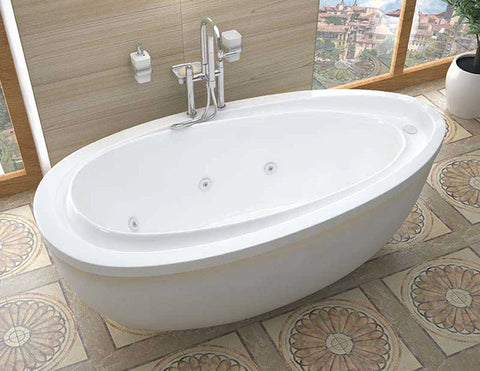 Venzi Tullia 38 x 71 x 20 Oval Freestanding Whirlpool Jetted Bathtub with Reversible Drain By Atlantis