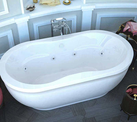 Venzi Velia 34 x 71 x 21 Oval Freestanding Whirlpool Jetted Bathtub with Center Drain By Atlantis