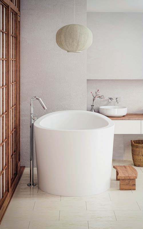 Aquatica True Ofuro Mini Freestanding Stone Japanese Soaking Bathtub 