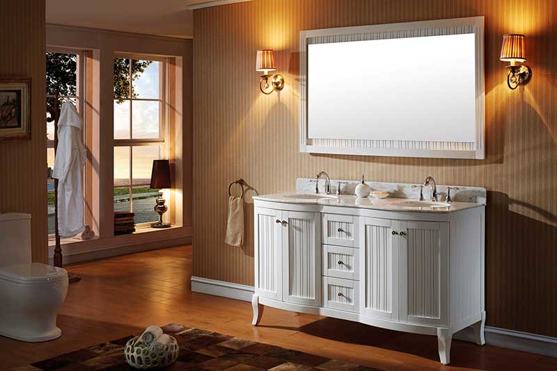 Virtu USA Khaleesi 60 Double Bathroom Vanity Set in White 2
