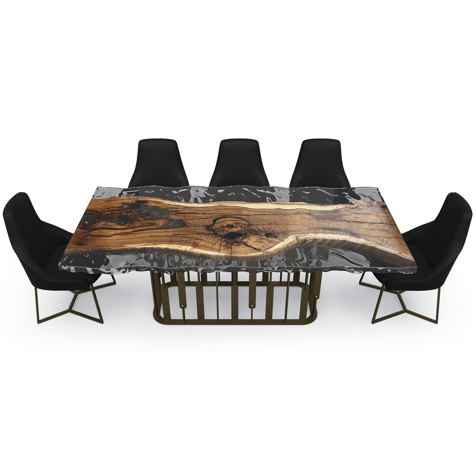 Dining Table in Walnut with Wavy Design by Arion