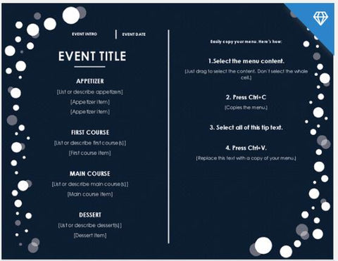 menu template