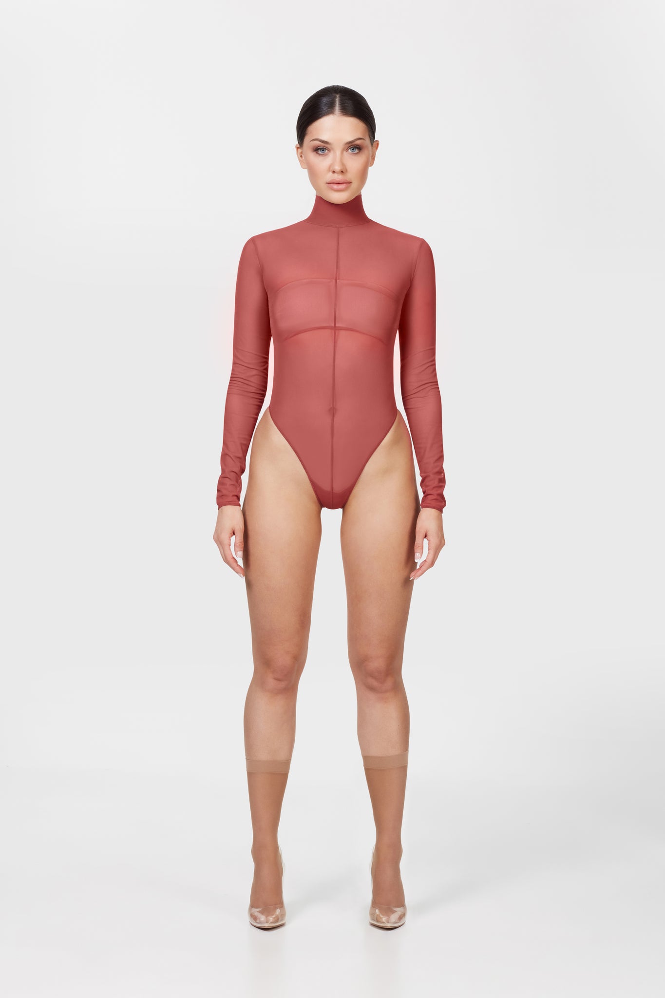 Giorgia by Selene laser cut modeling bodysuit with open back