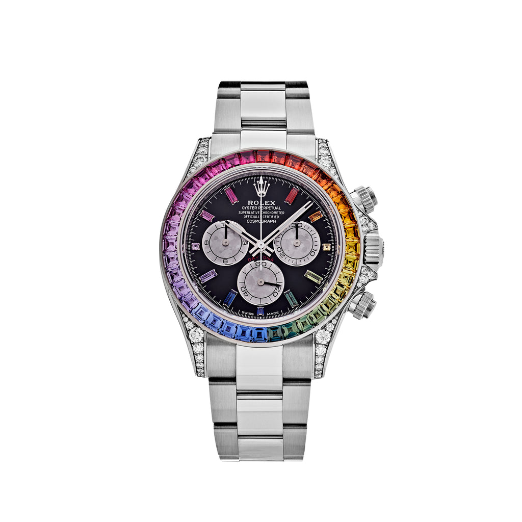 116599RBOW White Gold Rainbow Daytona