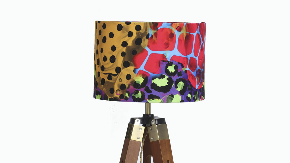 Velvet Lampshade in Vintage Savanna and Sandy Leopard Print 