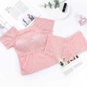 Women Non Wired Long Floral Lace Lingerie Set