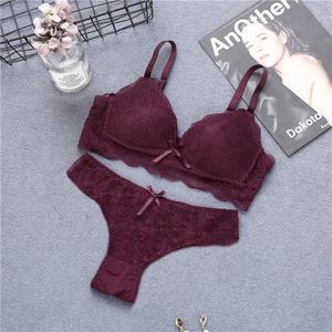 Women Lace Non Wired Triangle Cups Bra and Panty Set