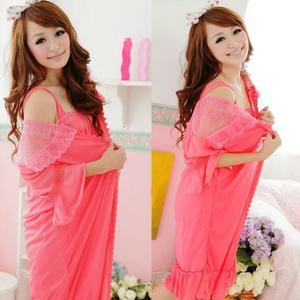 Women's 2 pcs Victorian Nightgown Silk Nightdress