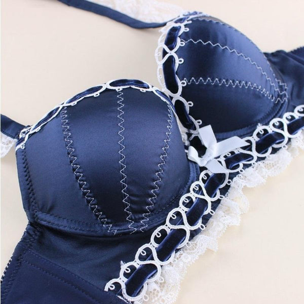 Women's Silk Push up Bra and Panty 2 Piece Lingerie