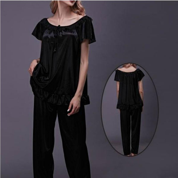 Women's Silk Short Sleeves Pajamas Set Nightdress & Loungewear