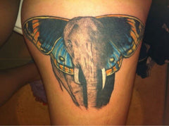 tatouage elephant jambe