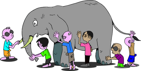 dessin éléphant avec des enfants