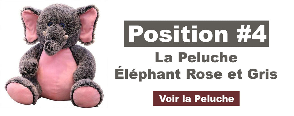 peluche éléphant rose et gris