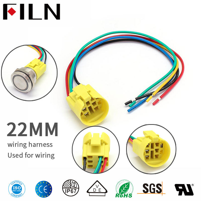 Push Button Wire Connector 5 or 8 Wires in-line Wiring Cable Socket Adapter for 16 mm 19mm 22mm Switch