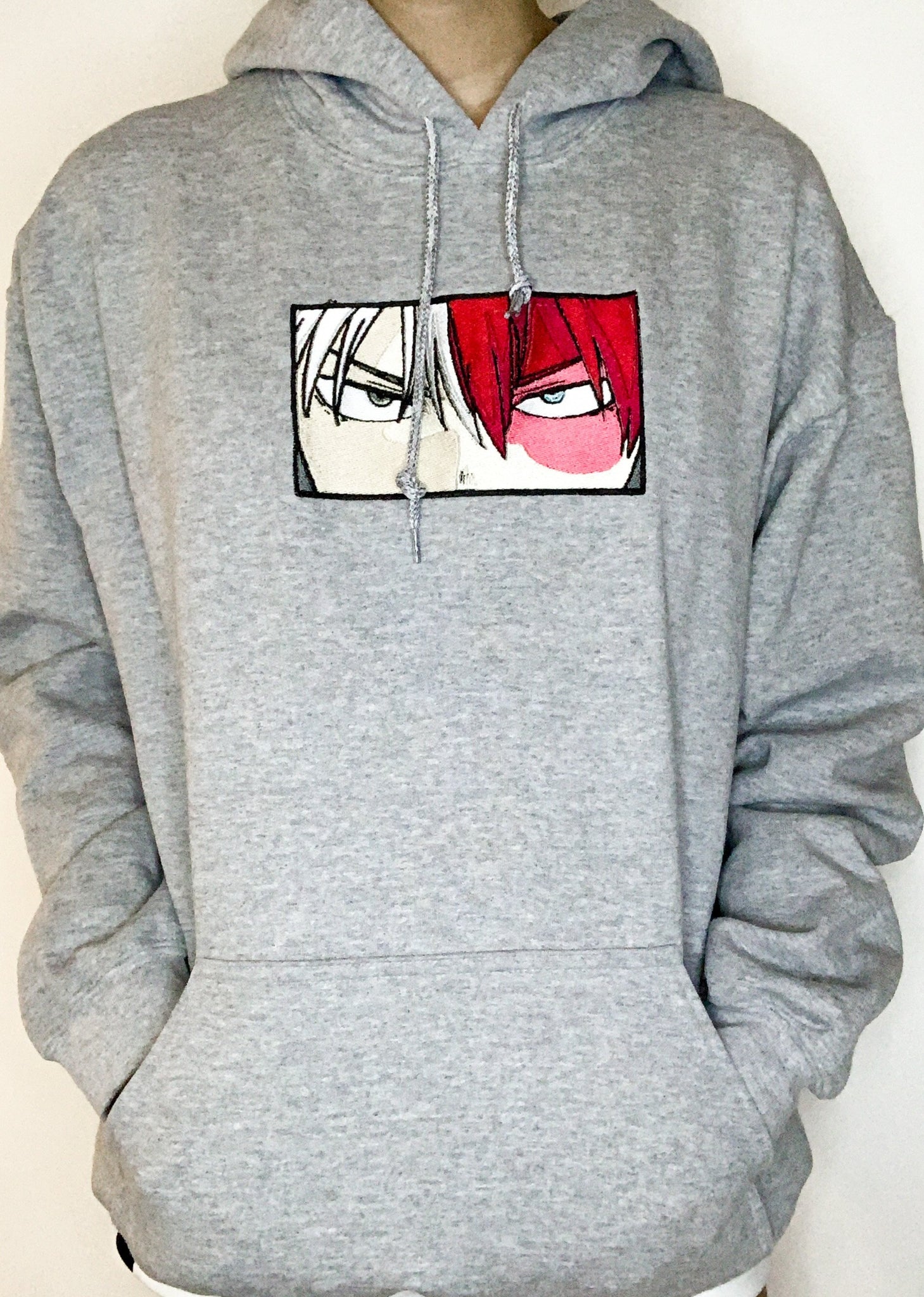 Todoroki My Hero Academia Anime Embroidered Grey Hoodie – BOXEDTRENDS