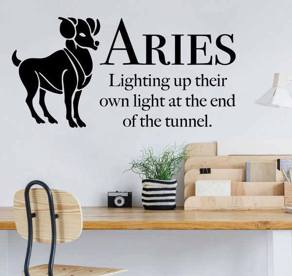 Aries Zodiac Sign Vinyl Wall Sticker Decal - Lighting Up Own Lig – All Things Valuable