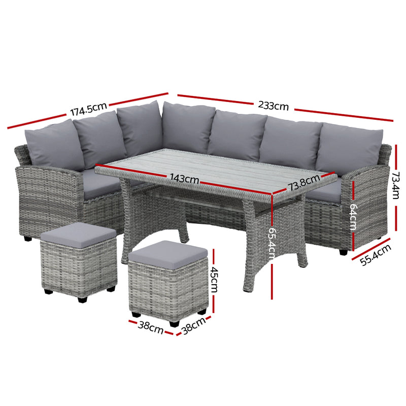 patio dining set with sectional